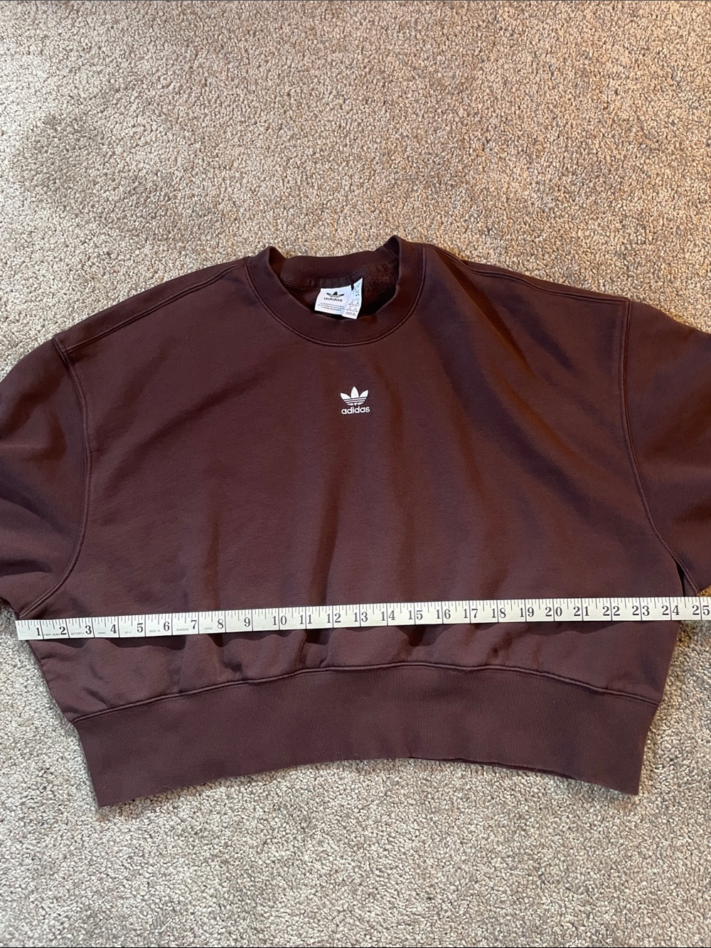 adidas Cropped Crewneck Sweatshirt-Brown - Picture 5 of 5